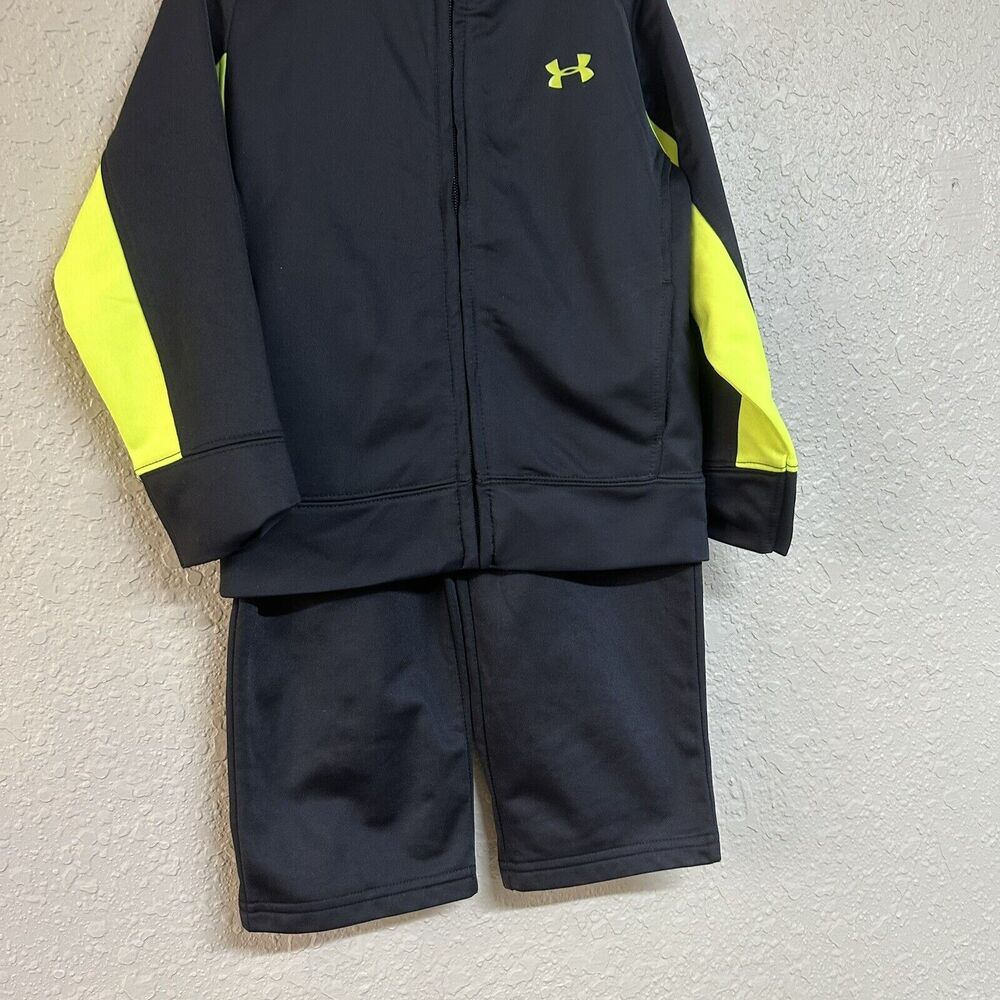 Under Armour Kids Boys Track Suit Full Zip Up Jacket Pants Size 3T Black Green - Picture 3 of 7